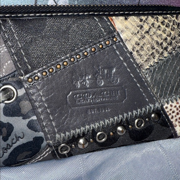 Vintage Coach Women's Patchwork Wallet - Black, Gray, and Tan - Picture 1 of 5